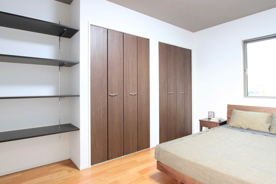 minimalist mahogany wardrobe